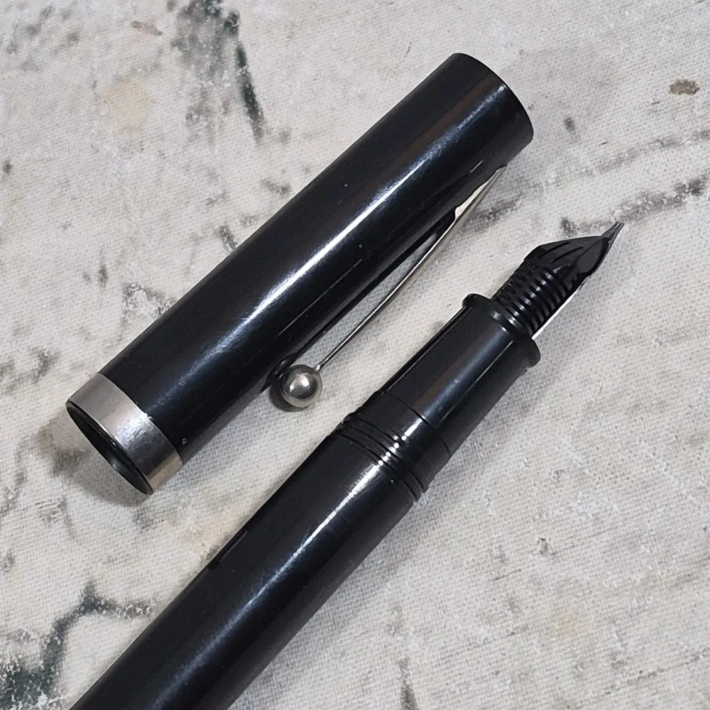 Vintage Sheaffer Black Cartridge Pen Italic F Nib Made In USA